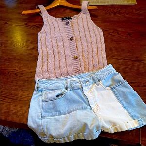 Sweater tank by Sweet Rain, L and PACSUN Two-Tone Denim Shorts, size 28 BOTH!